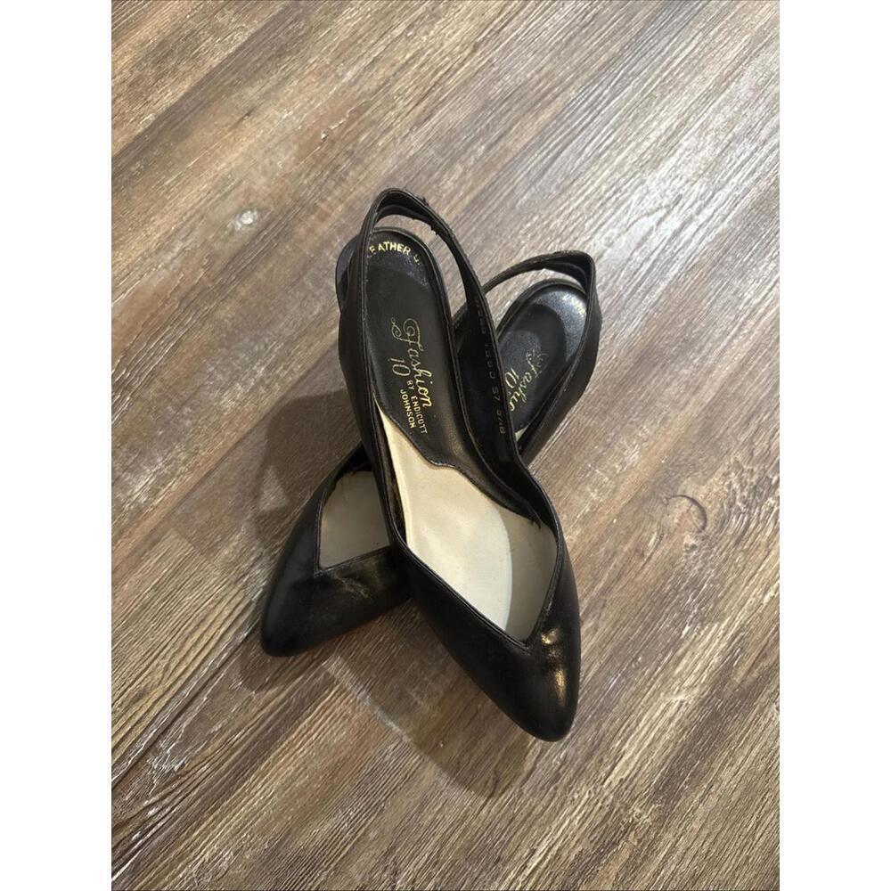 Fashion 10 Endicott Johnson Vintage Leather Pumps Wedge Classic Minimalist Black